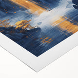 Glam Wall Art - Golden Waterfall and Trees with Dark Blue Mountains