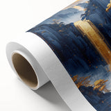 Glam Wall Art - Golden Waterfall and Trees with Dark Blue Mountains