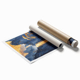 Glam Wall Art - Golden Waterfall and Trees with Dark Blue Mountains