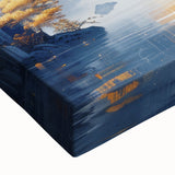 Glam Wall Art - Golden Waterfall and Trees with Dark Blue Mountains