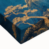 Glam Wall Art - Golden Moon Over Dark Blue Mountains with Waterfalls