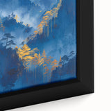 Glam Wall Art - Radiant Golden Sun and Trees in Blue Mountain Landscape