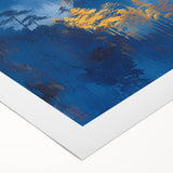 Glam Wall Art - Radiant Golden Sun and Trees in Blue Mountain Landscape