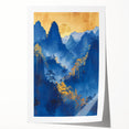 Glam Wall Art - Radiant Golden Sun and Trees in Blue Mountain Landscape