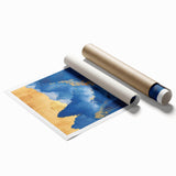 Glam Wall Art - Radiant Golden Sun and Trees in Blue Mountain Landscape