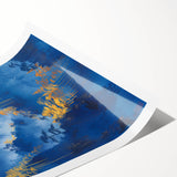 Glam Wall Art - Radiant Golden Sun and Trees in Blue Mountain Landscape
