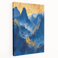 Glam Wall Art - Radiant Golden Sun and Trees in Blue Mountain Landscape