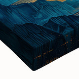 Glam Wall Art - Large Golden Moon Over Dark Blue Mountains and Reflections