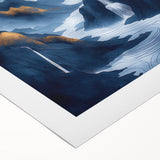 Glam Wall Art - Golden Sun Over Dark Blue Mountains and Waterfalls