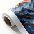 Glam Wall Art - Golden Sun Over Dark Blue Mountains and Waterfalls