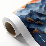 Glam Wall Art - Golden Sun Over Dark Blue Mountains and Waterfalls