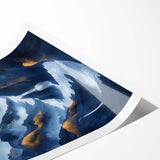 Glam Wall Art - Golden Sun Over Dark Blue Mountains and Waterfalls