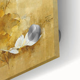 Glam Wall Art - Elegant White Flowers on Gold Background in Modern Style