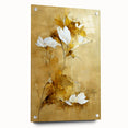 Glam Wall Art - Elegant White Flowers on Gold Background in Modern Style
