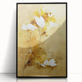 Glam Wall Art - Elegant White Flowers on Gold Background in Modern Style