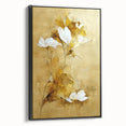 Glam Wall Art - Elegant White Flowers on Gold Background in Modern Style