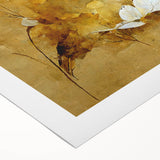 Glam Wall Art - Elegant White Flowers on Gold Background in Modern Style