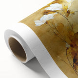 Glam Wall Art - Elegant White Flowers on Gold Background in Modern Style