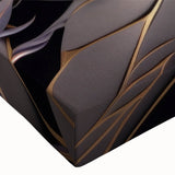Glam Wall Art - Luxurious Golden Floral Design with Dark Leaves on Black