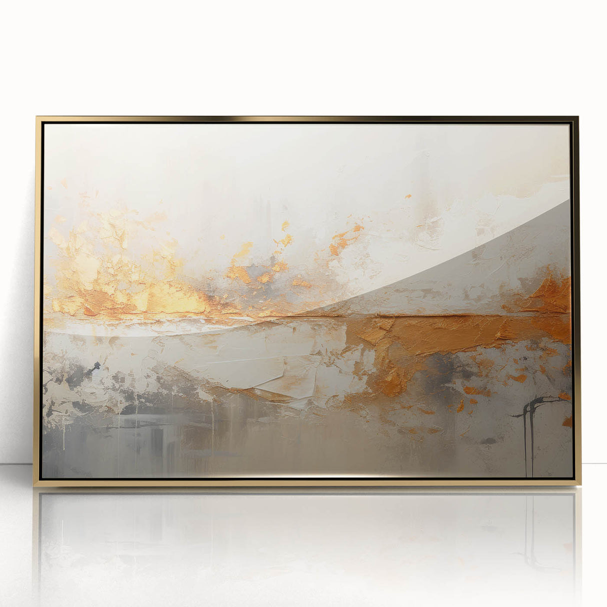 Glam Wall Art - Abstract Gold and Textured Neutral Tones in Modern Style
