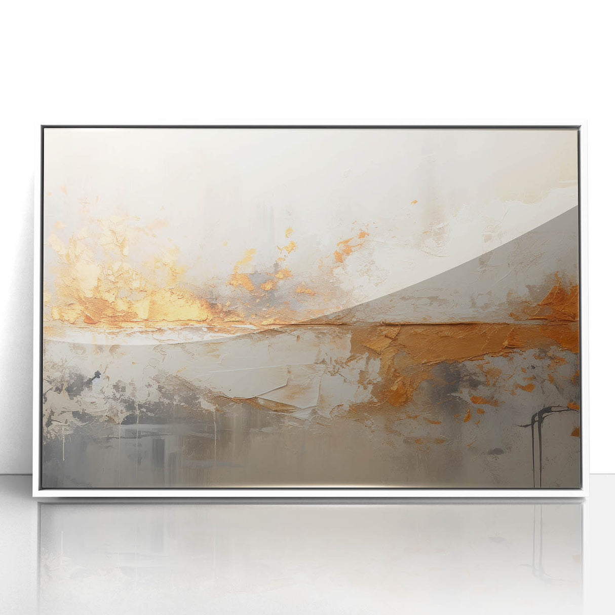 Glam Wall Art - Abstract Gold and Textured Neutral Tones in Modern Style