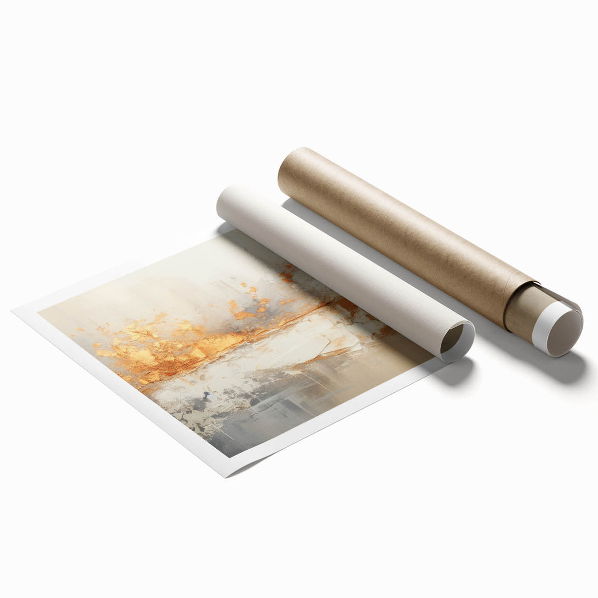 Glam Wall Art - Abstract Gold and Textured Neutral Tones in Modern Style