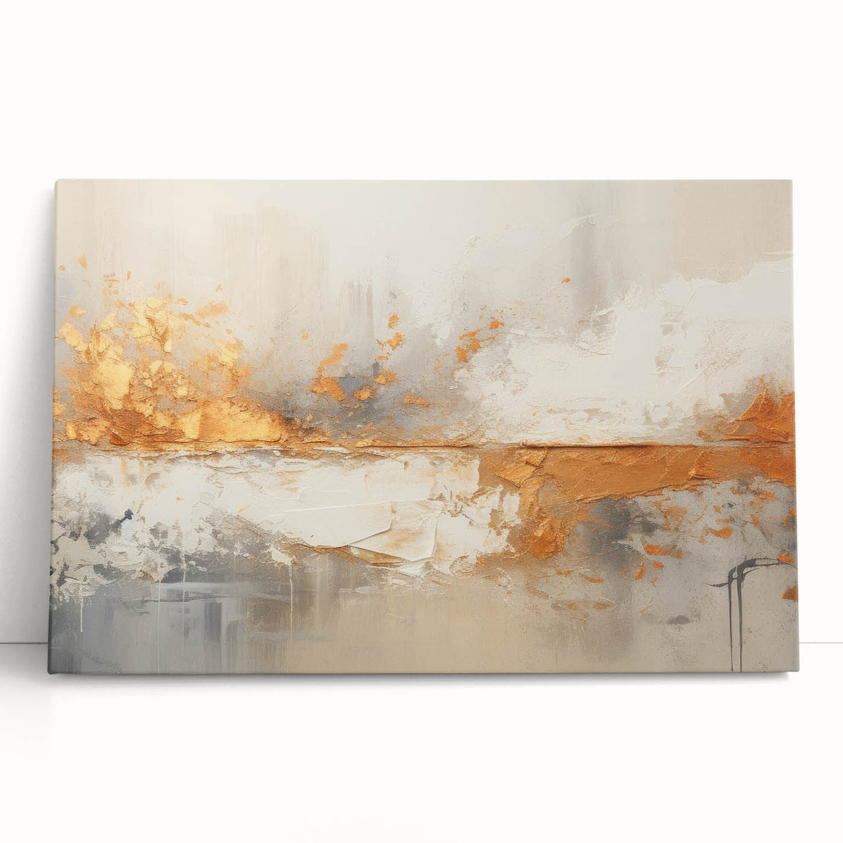 Glam Wall Art - Abstract Gold and Textured Neutral Tones in Modern Style