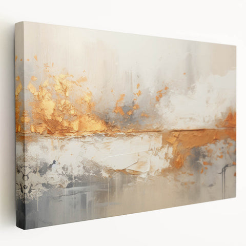Glam Wall Art - Abstract Gold and Textured Neutral Tones in Modern Style