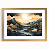 Glam Wall Art - Dreamlike Golden Landscape with Rolling Hills and Moon