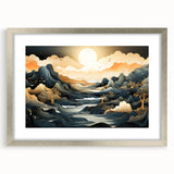 Glam Wall Art - Dreamlike Golden Landscape with Rolling Hills and Moon