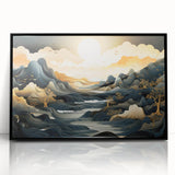 Glam Wall Art - Dreamlike Golden Landscape with Rolling Hills and Moon