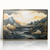 Glam Wall Art - Dreamlike Golden Landscape with Rolling Hills and Moon