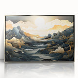 Glam Wall Art - Dreamlike Golden Landscape with Rolling Hills and Moon
