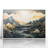 Glam Wall Art - Dreamlike Golden Landscape with Rolling Hills and Moon