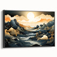 Glam Wall Art - Dreamlike Golden Landscape with Rolling Hills and Moon