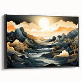 Glam Wall Art - Dreamlike Golden Landscape with Rolling Hills and Moon