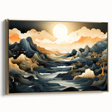 Glam Wall Art - Dreamlike Golden Landscape with Rolling Hills and Moon