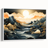 Glam Wall Art - Dreamlike Golden Landscape with Rolling Hills and Moon