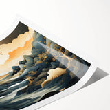 Glam Wall Art - Dreamlike Golden Landscape with Rolling Hills and Moon