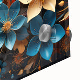 Glam Wall Art - Vibrant 3D Florals in Blue, Gold, and Red Tones