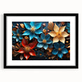 Glam Wall Art - Vibrant 3D Florals in Blue, Gold, and Red Tones