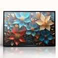 Glam Wall Art - Vibrant 3D Florals in Blue, Gold, and Red Tones
