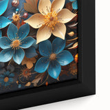 Glam Wall Art - Vibrant 3D Florals in Blue, Gold, and Red Tones