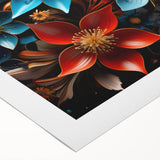 Glam Wall Art - Vibrant 3D Florals in Blue, Gold, and Red Tones