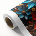 Glam Wall Art - Vibrant 3D Florals in Blue, Gold, and Red Tones