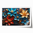 Glam Wall Art - Vibrant 3D Florals in Blue, Gold, and Red Tones