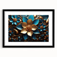 Glam Wall Art - Luxurious Blue and Gold 3D Floral Design for Modern Homes
