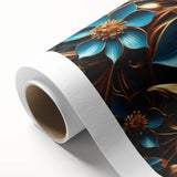 Glam Wall Art - Luxurious Blue and Gold 3D Floral Design for Modern Homes