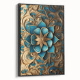 Glam Wall Art - Intricate Blue and Gold 3D Floral Design for Elegant Homes