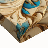 Glam Wall Art - Intricate Blue and Gold 3D Floral Design for Elegant Homes